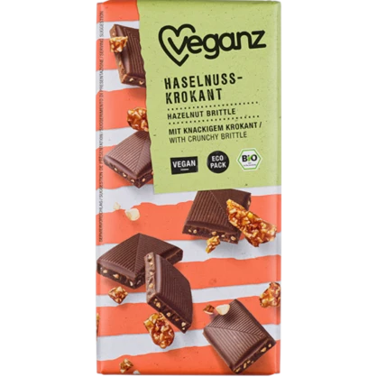 Tablette de chocolat au lait et noisettes croquantes 80 gr - Veganz