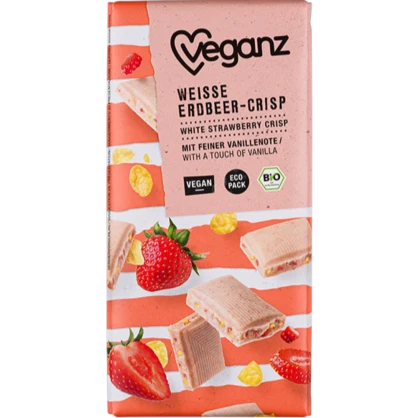 Tablette de chocolat blanc à la Fraise bio - Veganz