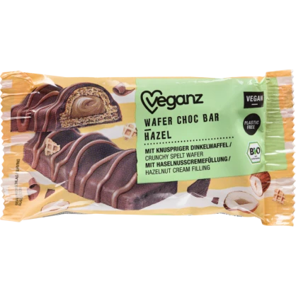 Gaufrettes BIO au chocolat fourrées à la crème de noisette 30 gr - Veganz