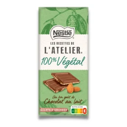 DDM 30/11/23 - Tablette de chocolat au lait végétal aux éclats d'amandes - L'Atelier 100% Végétal