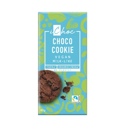 Tablette de chocolat bio vegan Choco Cookie 80 gr - iChoc