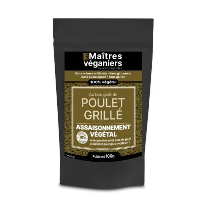 Assaisonnement végétal saveur Poulet Grillé - 1 x 100 gr - Les Maîtres Véganiers