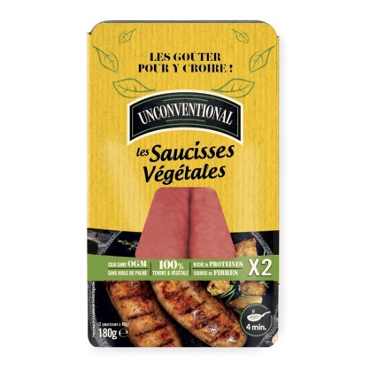 Saucisses hot-dog végétales 2 x 90 gr (180 gr) - Unconventional