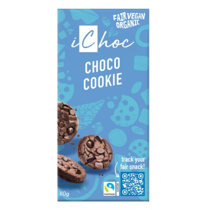 Tablette de chocolat bio vegan Choco Cookie 80 gr - iChoc